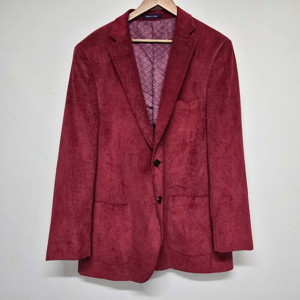 Alan Flusser Corduroy Blazer Mens Large Red Sport Coat Preppy Academia